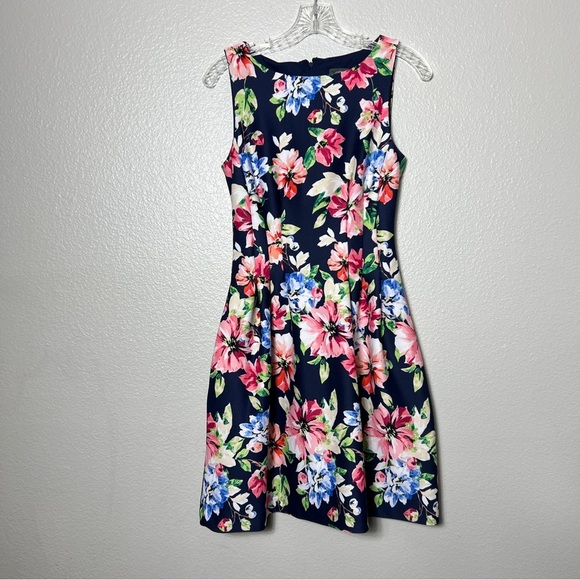 Vince Camuto Floral Sleeveless Dress - Navy and Pink - Picture 1 of 7